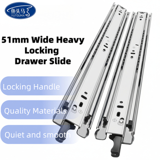51mm Wide Heavy-Duty RV Self-Locking Load-Bearing Guide Rails Three-Section Buffer Damping Slides Modern Design Industrial Track