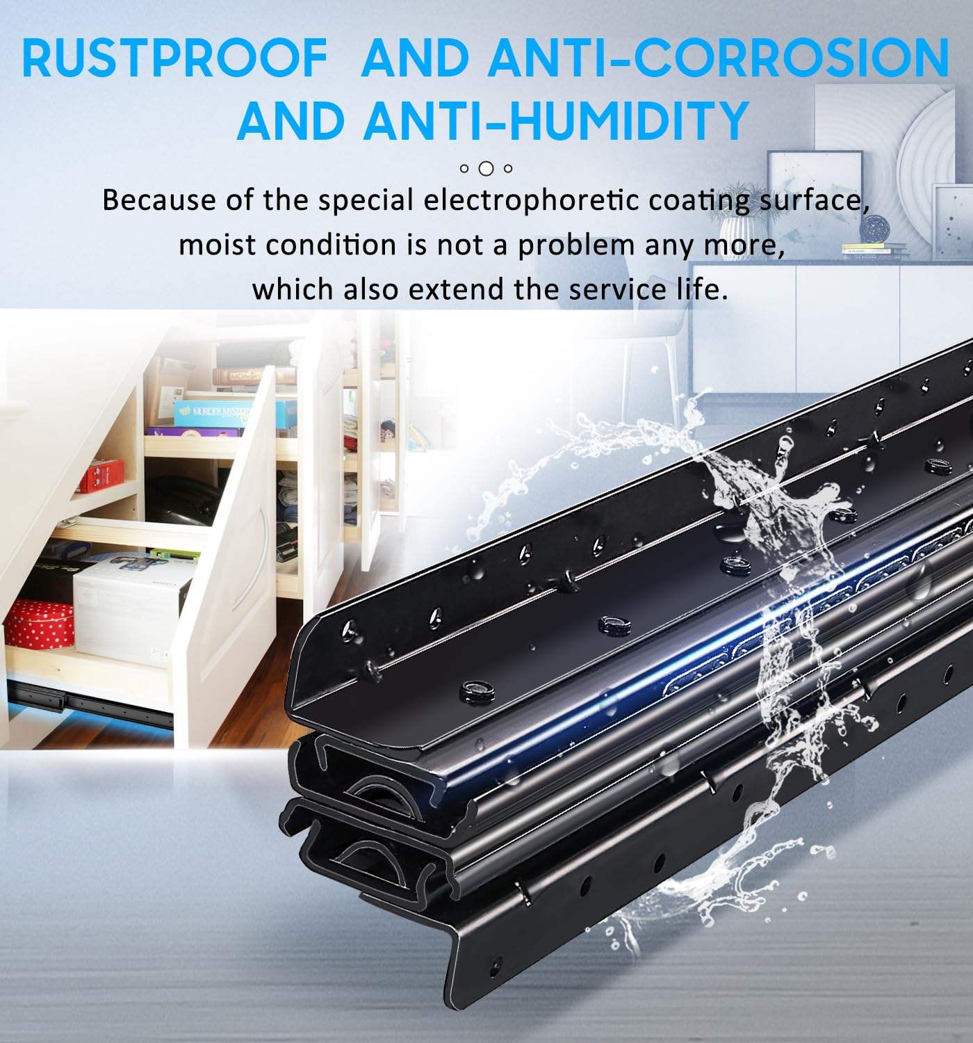 Undermount Heavy Duty Drawer Slides 24 Inch Bottom Mounted Full Extension Hidden Drawer Slides Ball Bearing Metal Rails Track