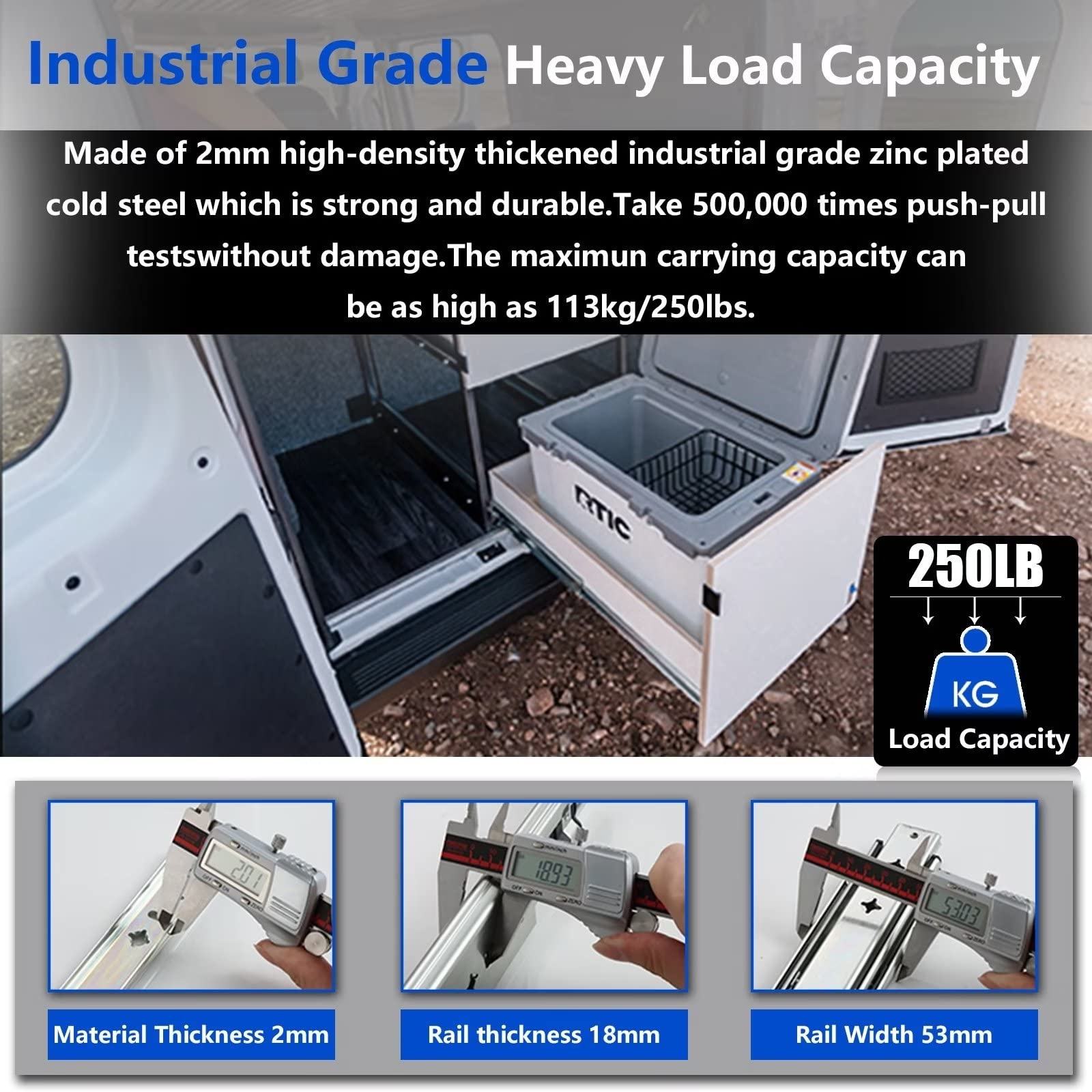 Undermount Heavy Duty Drawer Slides Full Extension Bottom Mounted Hidden Under Ball Bearing Metal Rails Track Guide Glide Runner