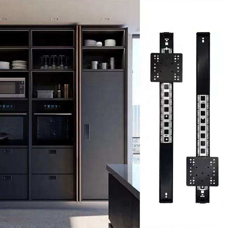 Furniture Hardware 35mm Pocket Flipper Door Slides System Revolving Folding Kitchen Cabinet Slide for TV Cabinet