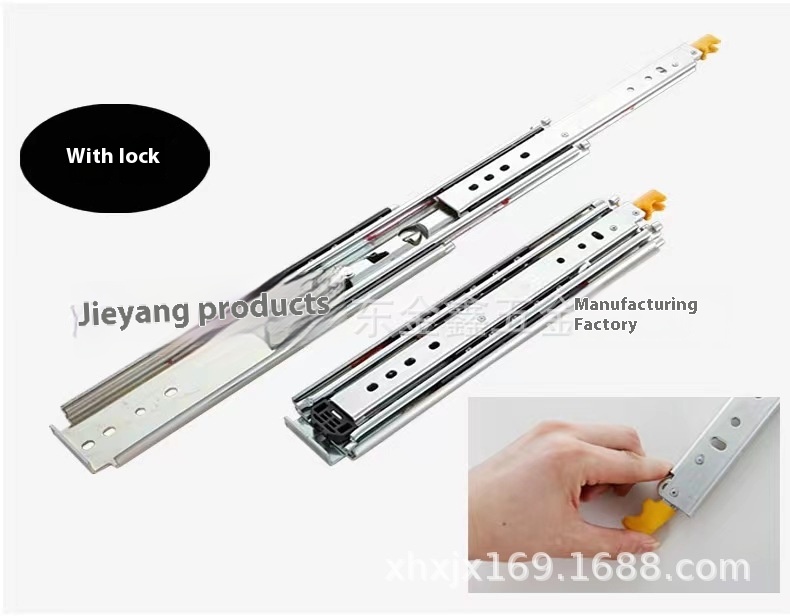 7630 Heavy Industrial Duty Drawer Slides Triple Full Extension Ball Bearing Drawer Furniture Hardware Telescopic with Lock