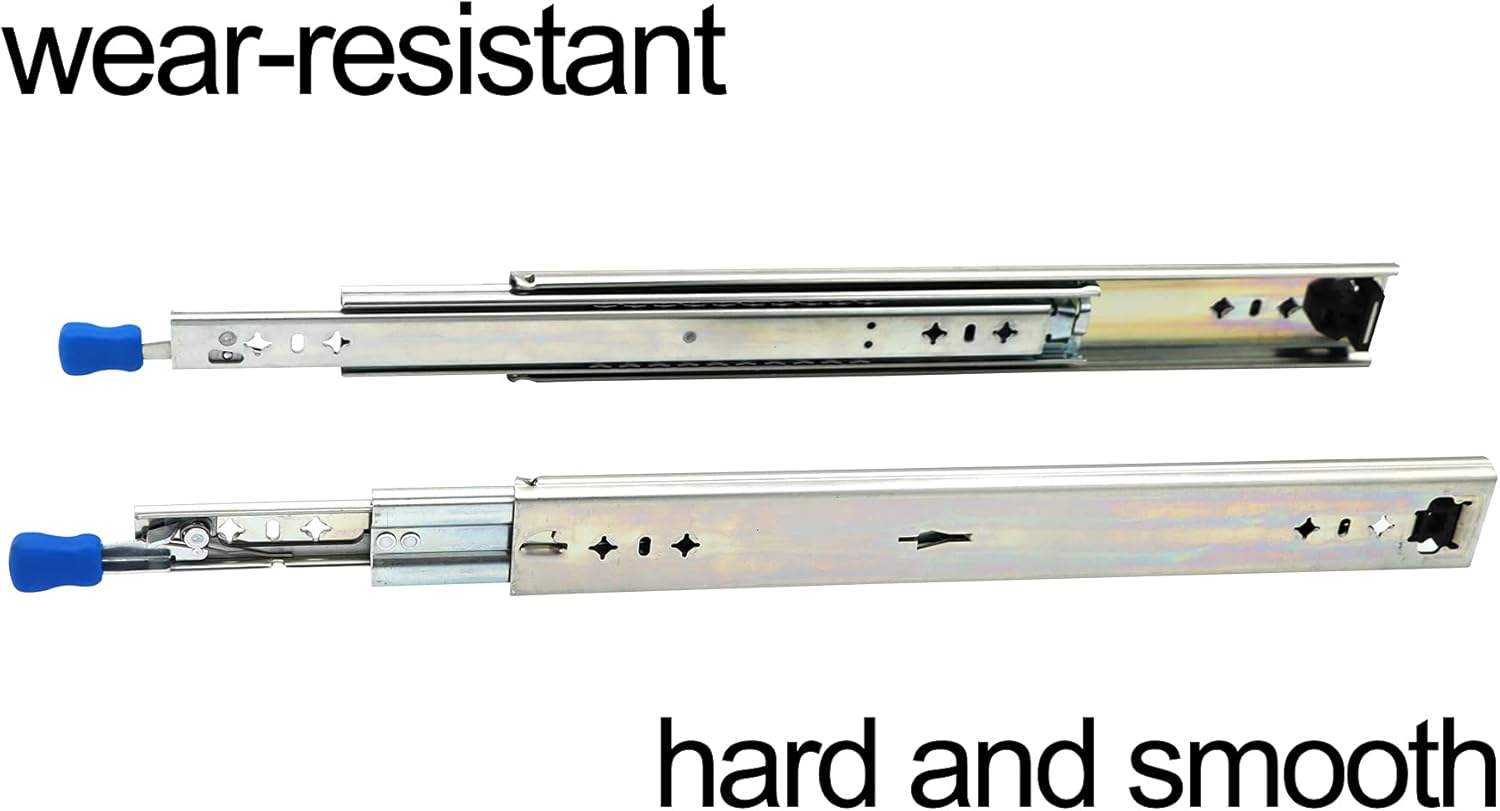 1 Pair 36 Inch 260 Lb Capacity Heavy Duty Drawer Slides 3 Fold Ball Bearing Stainless Steel Hardware Full Drawer