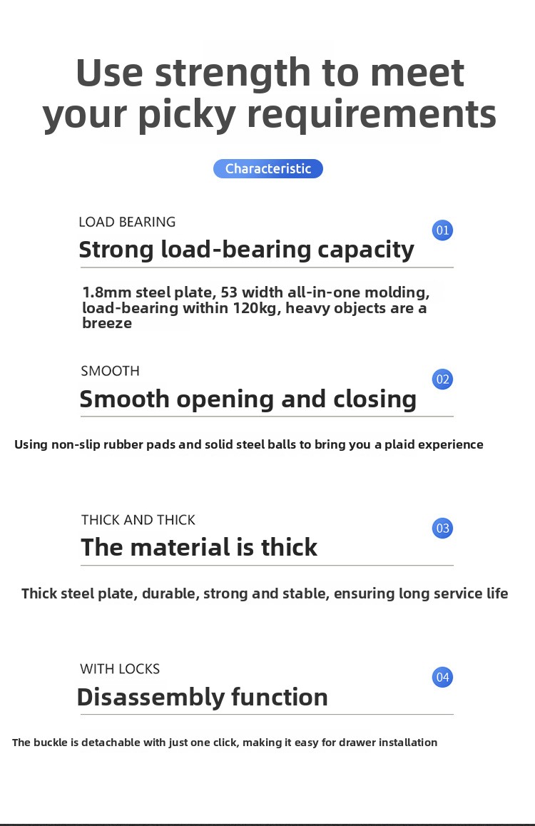 5320 Locking Heavy Duty Drawer Slides Three Section Full Extension Ball Bearing Cold Rolled Steel Industrial Rail 120KG
