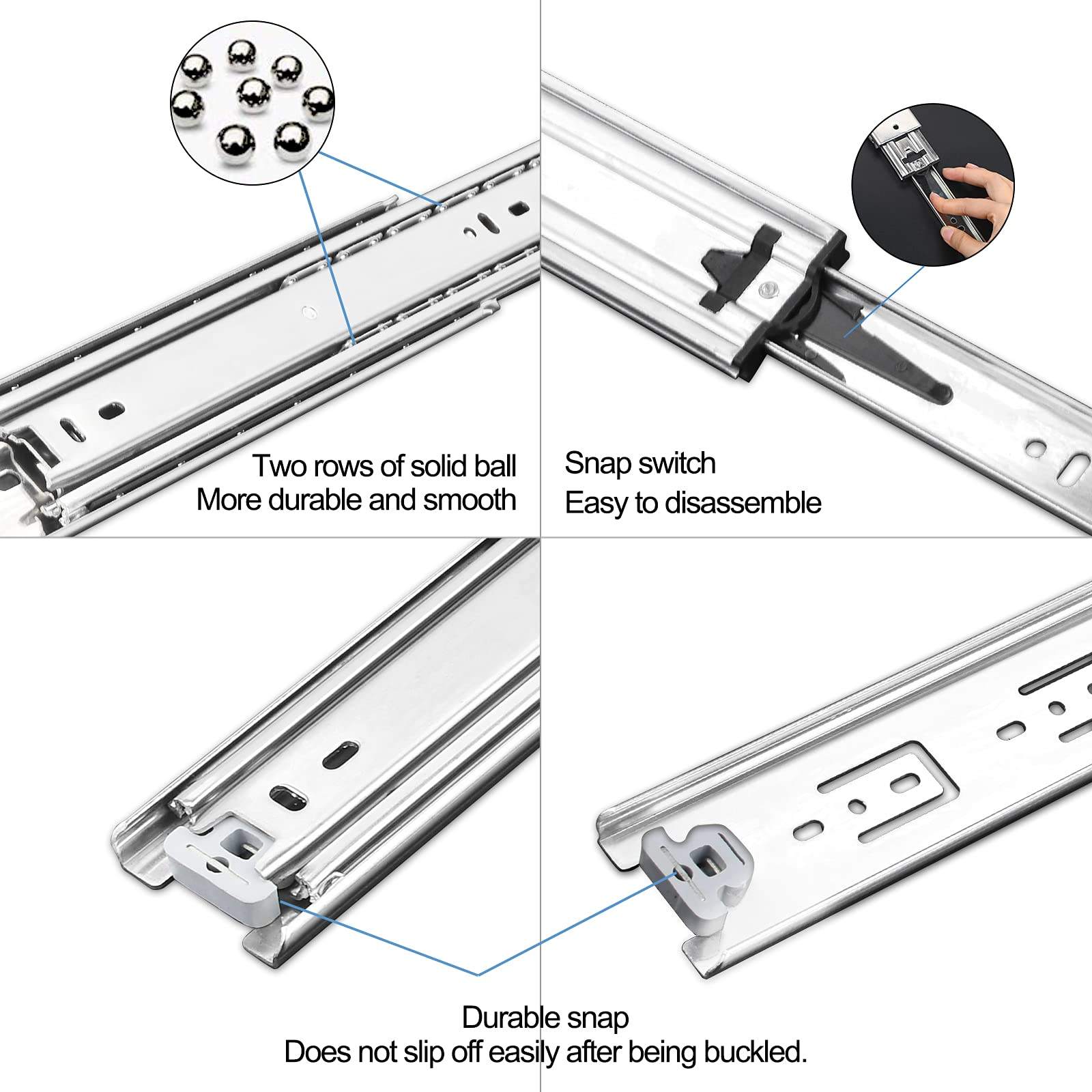 Competitive Jieyang Zinc Plated Buffer Regular Rail 3-Fold Full Extension Ball Bearing Slide