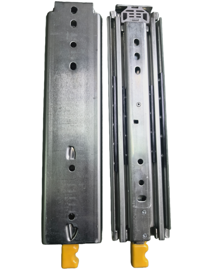 Heavy Duty Zinc Plated 76mm Three Fold Ball Bearing Push Open Telescopic Drawer Slides Full Extension Telescopic Channel