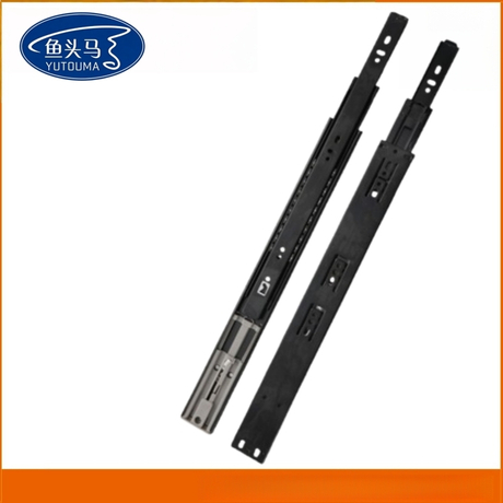  Good Quality Buffering Full Extension Self-Return 3-Section Soft-Closing Ball Bearing Slide 45mm Rebound Drawer Slides