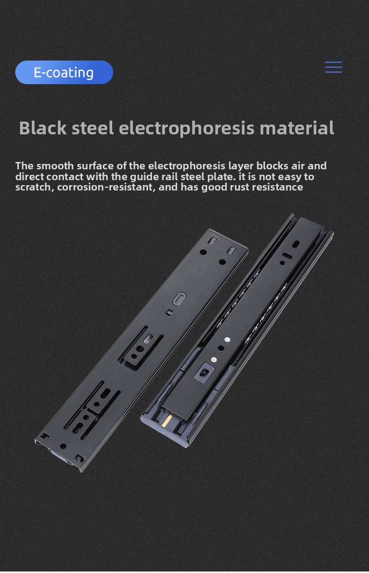 Factory 45MM Ball Bearing Telescopic Channel Drawer Slide Telescopic 304 Stainless Steel Metal Furniture Parts Kitchen Cabinet