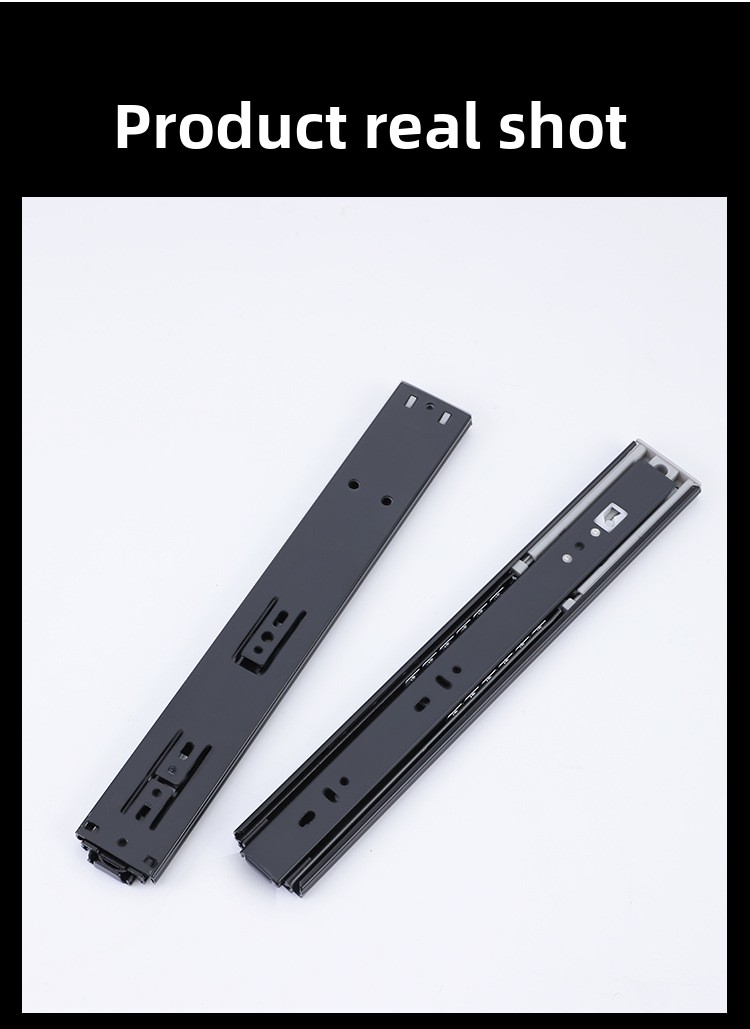 Rebound Cabinet Drawer Slides Ball Bearing Full Extension 45mm Soft Close Kitchen Telescopic Drawer Rails Guide Runner