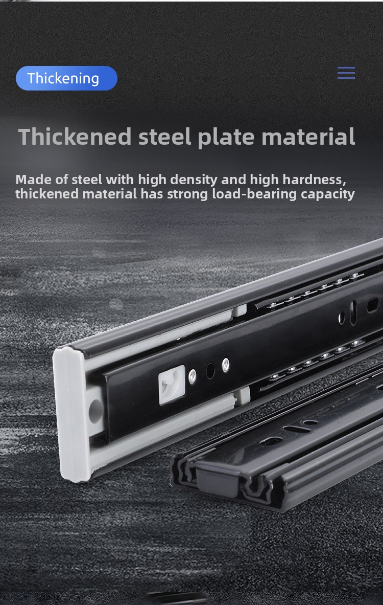 Wholesale 4515 Three-Section Fully Extendable Steel Push-Pull Track for Modern Wardrobe Solid Ball Silent Rebound Drawer Rail