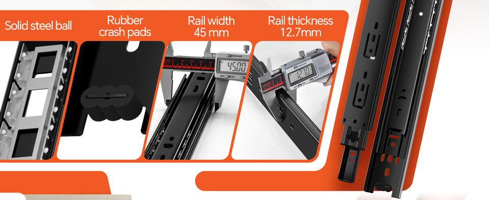 38 Inch Telescopes Drawer Slides Kitchen Cabinet Slide Rails Push Open Drawer Channel Soft Close Ball Bearing Drawer Slides