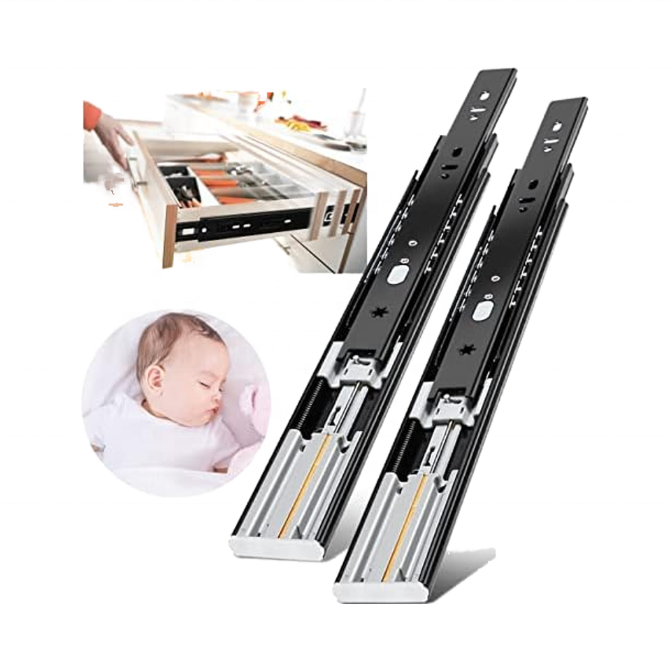Full Extension Heavy Duty 100 Pound Ball Bearing Metal Drawer Slides Soft Close 14 Inch Runners for Side Mount 12 16 18 20