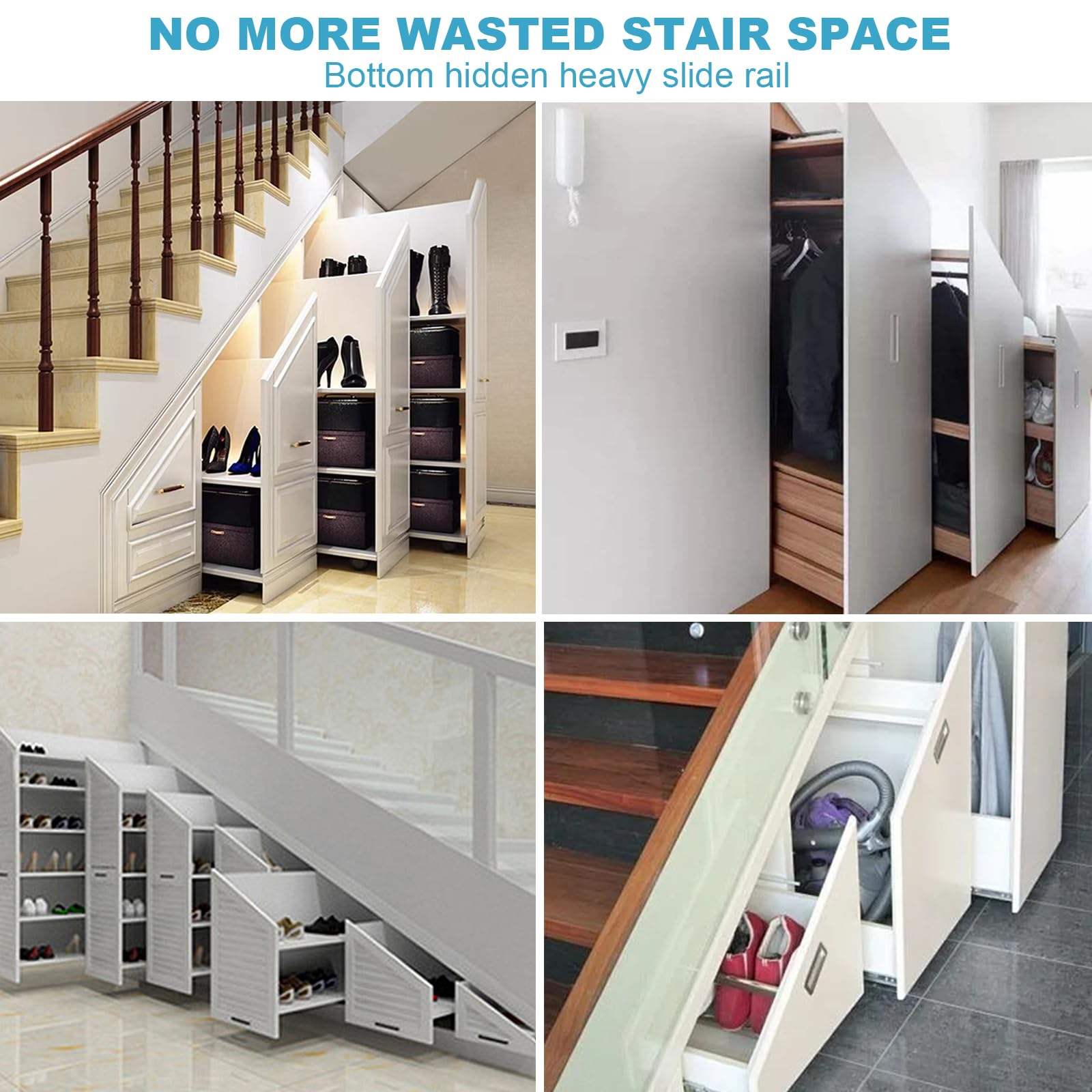 Drawer Rolling Bearing Slip Rail Base Frame Heavy Performance Stair Cabinet Drawer Slide Bottom Hides Full Extension Slide Rail