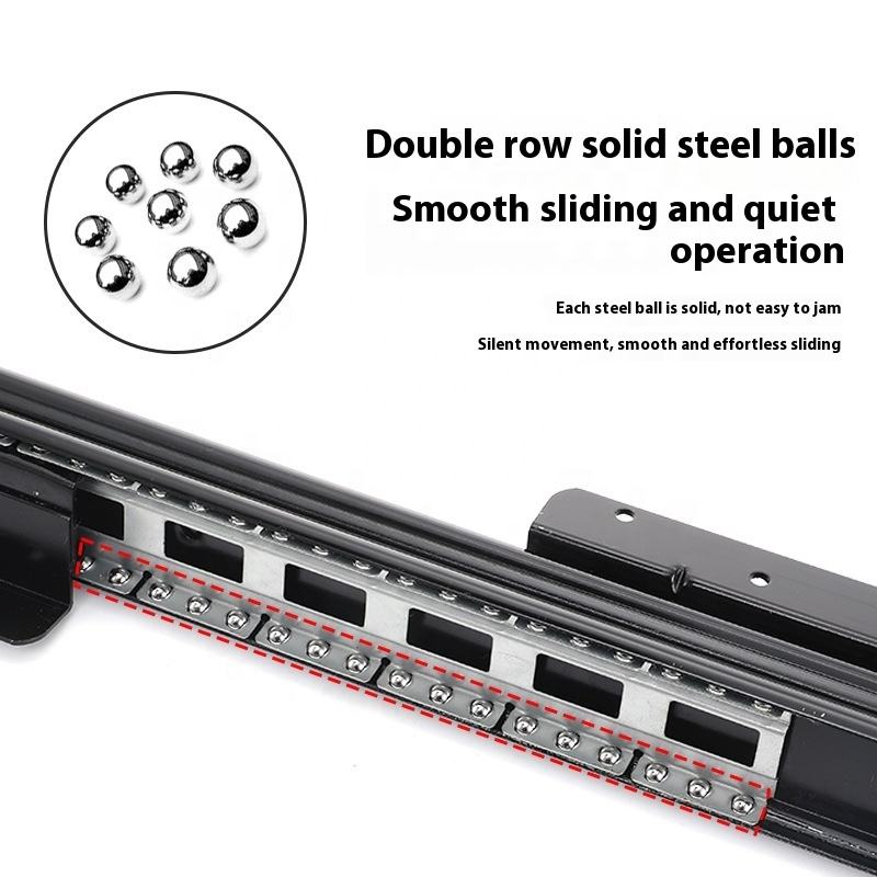 Heavy-Duty Three-Section Telescopic Slide Rail Bottom-Mounted Buffer Shoe Cabinet Base Thickened Heavy-Duty Drawer Track