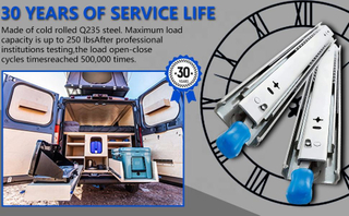 Full Extension Side Mount Ball Bearing Locking Rails Track Glides Runners Load 440 Lbs 1 Pair