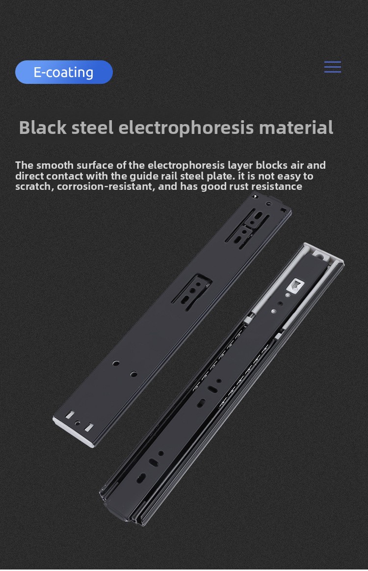 Rebound Cabinet Drawer Slides Ball Bearing Full Extension 45mm Soft Close Kitchen Telescopic Drawer Rails Guide Runner