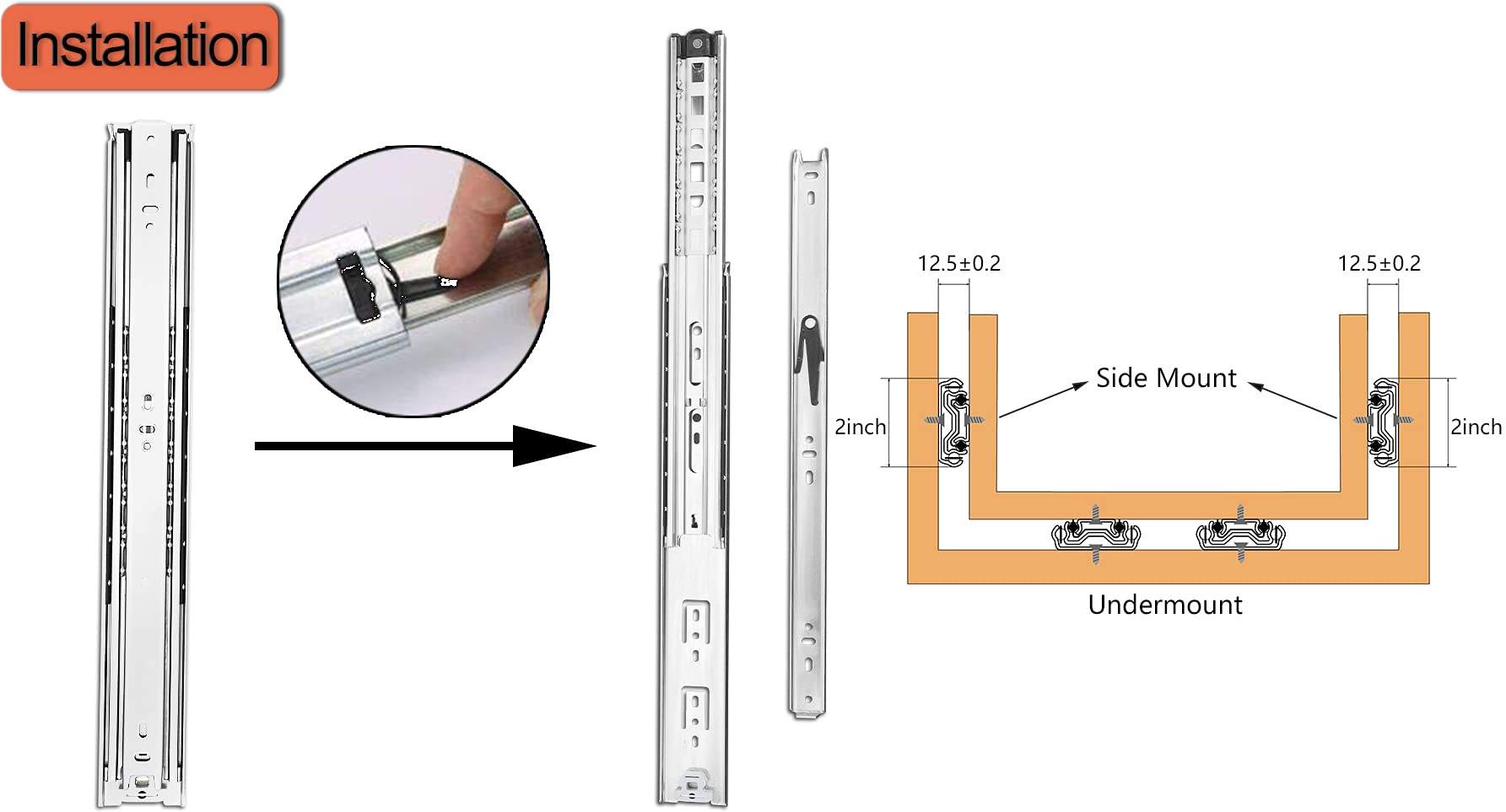 JieYang Factory Competitive Damping 3 Fold Push Open Ball Bearing Drawer Slide Easy Installation