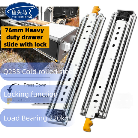 Customized Auto Popping 3 Fold Push Open Drawer Slide Telescopic Ball Bearing Drawer Runners