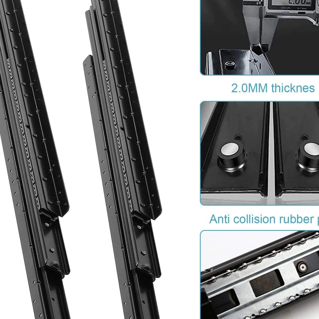 Undermount Heavy Duty Drawer Slides Rail Bottom Mounted Full Extension Runners Hidden Glides Staircase Cupboard Cabinet Wardrobe