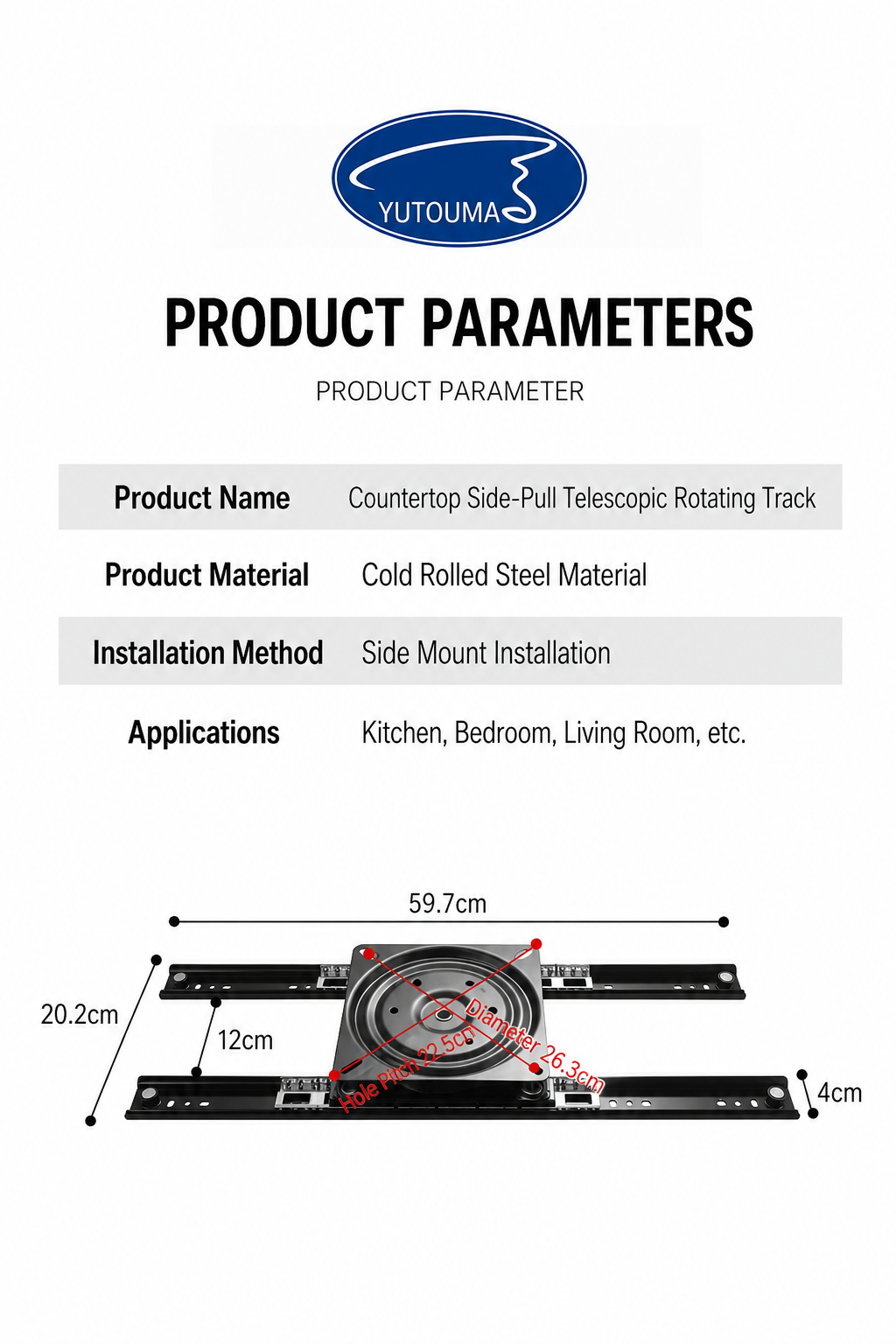 Top Rail System Rotating Mechanism Pull Out Expandable Countertops Accessories Sliding Table for Kitchen Island Extension