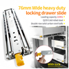 Factory Direct Sales 18" Heavy Duty Drawer Slide with Lock 3-Fold Full Extension, Ball Bearing Lock-in Lock-Out