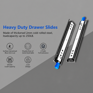 Full Extension Side Mount Ball Bearing Locking Rails Track Glides Runners Load 440 Lbs 1 Pair
