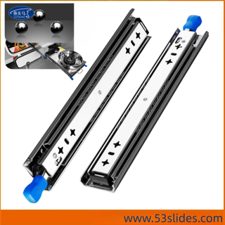 53mm Wide Heavy-Duty RV Self-Locking Drawer Slides Bearing Rails Three-Section Buffer Damping Industrial Track Modern Design