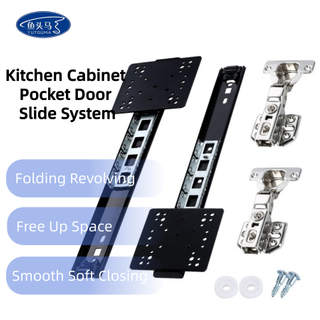 Furniture Hardware 35mm Pocket Flipper Door Slides System Revolving Folding Kitchen Cabinet Slide for TV Cabinet